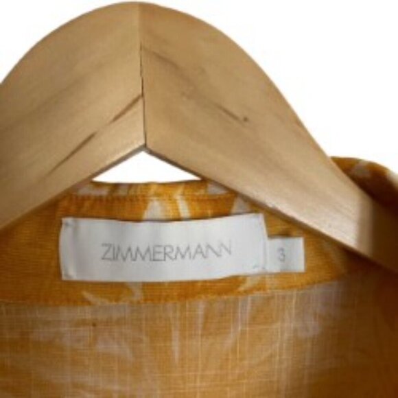 Zimmermann Mae Short Sleeve Shirt in Amber Palm 3 (8-10) - Picture 3 of 9